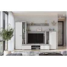 Гостиная арт.17.9 ЛДСП бетон светлый/ЛДСП белый 2648х456хh1872мм  