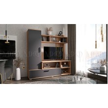 Гостиная арт.24.114 ЛДСП графит/дуб крафт 1500х440хh1500мм ниша под ТВ 1100х700мм Мини