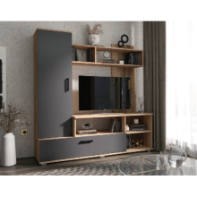 Тумба под ТВ арт.24.114 ЛДСП графит/дуб крафт 1500х440хh1500мм ниша под ТВ 1100х700мм