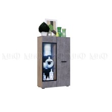 Шкаф-стекло арт.24.116.3 фасад ЛДСП бетон светлый/каркас ЛДСП дуб сонома 800х346хh1300мм Нэнси new