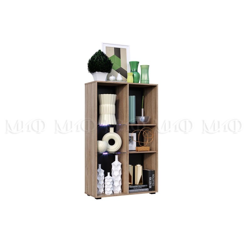 Шкаф-стекло арт.24.116.3 фасад ЛДСП бетон светлый/каркас ЛДСП дуб сонома 800х346хh1300мм Нэнси new