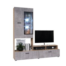 Тумба под ТВ арт.24.116.2 ЛДСП бетон светлый/дуб сонома доп.цвет: бетон светлый/белый 2000х520хh2170мм 