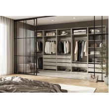 Гардеробная система арт.24.117.1 каркас ЛДСП дуб крафт серый 4000х490хh2236мм вариант №1 Ларго