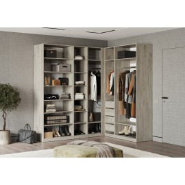 Гардеробная система арт.24.117.3 каркас ЛДСП дуб крафт серый 2100х1800х490хh2236мм вариант №3 Ларго
