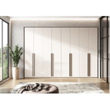 Гардеробная система арт.24.117.2.1 каркас и фасад ЛДСП кашемир/дуб крафт серый 3200х490хh2236мм вариант №2 с фасадами Ларго