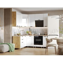 Кух.гарнитур 1.6х2.0м. арт.24.12 фасад ЛДСП белый глянец/каркас ЛДСП дуб крафт (столешница 1600мм..1400мм дуб вотан, высота верхних шкафов 900мм