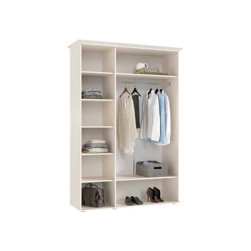 Шкаф 3-х. дв. арт.24.121.10 МДФ сандал светлый матовый/ЛДСП сандал 1500х528хh2236мм без карниза/1575х577хh2270мм с карнизом Престиж-1