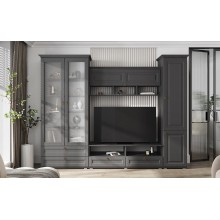 Гостиная арт.24.121.20 МДФ графит текстурный/ЛДСП графит 2750х528хh2116мм размер указан без карниза Вариант 1