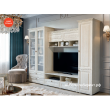 Гостиная арт.24.121.18 МДФ сандал светлый матовый/ЛДСП сандал 2750х528хh2116мм размер указан без карниза Вариант №1