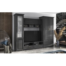 Гостиная арт.24.121.21 МДФ графит текстурный/ЛДСП графит 2750х528хh2116мм размер указан без карниза Вариант 3