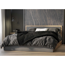 Кровать 2-сп. арт.24.123.13 (1400х2000) ЛДСП графит/дуб крафт 1435х2037хh800мм