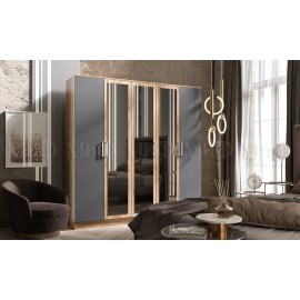 Шкаф 5-ти дв. арт.24.123.10 фасад ЛДСП графит/каркас ЛДСП дуб крафт 2000х520хh2016мм Мартина