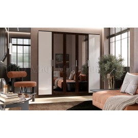 Шкаф 5-ти дв. арт.24.123.10 фасад ЛДСП белый глянец/каркас ЛДСП венге 2000х520хh2016мм Мартина