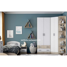 Модульная детская арт.24.123 ЛДСП белый глянец/дуб сонома