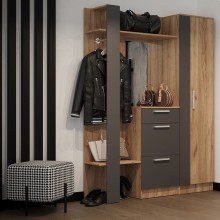 Модульная прихожая арт.24.123 ЛДСП графит/дуб крафт 1500х354хh2016мм