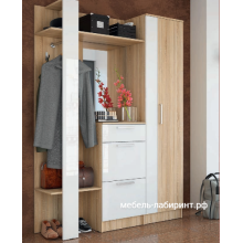 Модульная прихожая арт.24.123 ЛДСП белый глянец/дуб сонома 1500х354хh2016мм