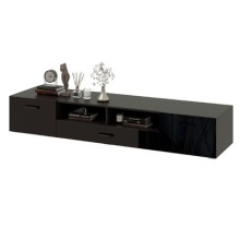 Тумба под ТВ арт.24.183.1 фасад МДФ черный глянец/каркас ЛДСП венге 2000х520хh350мм  
