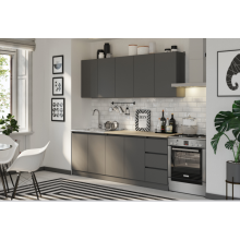 Кух.гарнитур 2.0м. арт.24.191.34 фасад ЛДСП и каркас ЛДСП графит(800м+800+400 3 ящ.) столешница на выбор: дуб сонома,кастилло,антарес