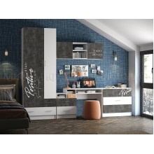 Модульная детская арт.24.139 ЛДСП белый/бетон темный фотопечать