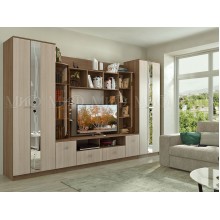 Гостиная арт.24.144 ЛДСП ясень светлый/ясень темный 3400х530хh2200мм (ниша под ТВ 1160х890мм) Венеция