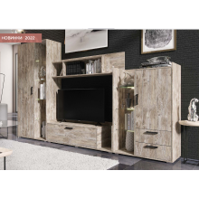 Гостиная арт.24.145 фасад и каркас ЛДСП дуб юкон 2900х412хh1852мм (ниша под ТВ 1300 мм)