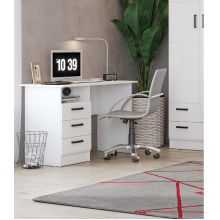 Стол письменный арт.24.147.1 фасад МДФ белый глянец холодный/каркас ЛДСП белый 1100х550хh750мм