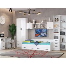 Модульная детская арт.24.147 фасад МДФ белый глянец холодный/каркас ЛДСП белый