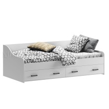 Кровать 1-сп. арт.24.147.3 (сп.м 900х2000) фасад МДФ белый глянец холодный/каркас ЛДСП белый 2032х952хh650мм