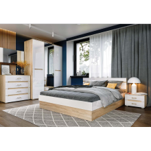 Модульная спальня арт.24.148 фасад МДФ белый глянец холодный/ каркас ЛДСП сонома