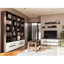 Гостиная арт.24.148.4 фасад МДФ белый глянец холодный/ каркас ЛДСП венге Ким