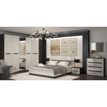 Модульная спальня арт.24.148 фасад МДФ белый глянец холодный/ каркас ЛДСП венге модель №1