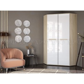 Шкаф угловой арт.24.148.23  МДФ белый глянец холодный/сонома 1100х1100хh2236мм Ким