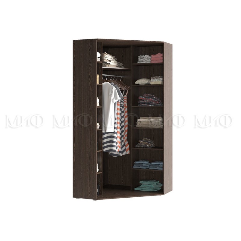 Шкаф угловой арт.24.148.23 фасад МДФ белый глянец холодный/каркас ЛДСП венге 1100х1100хh2236мм Ким