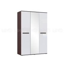 Шкаф 3-х. дв. арт.24.148.7 фасад МДФ белый глянец холодный/ каркас ЛДСП венге 1500х524хh2236мм Ким