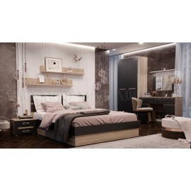 Модульная спальня арт.24.148 фасад МДФ графит софт/каркас ЛДСП сонома Ким