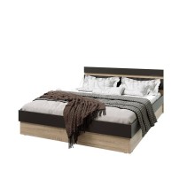 Кровать 2-сп. арт.24.148.19 (1400х2000) фасад МДФ графит софт/ каркас ЛДСП дуб сонома 1447х2042хh800мм 