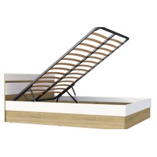 Кровать 2-сп. арт.24.148.20 (1400х2000) МДФ белый глянец холодный/каркас ЛДСП сонома 1447х2042хh800мм с подъемным механизмом