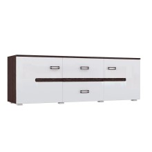 Тумба под ТВ арт.24.148.14 фасад МДФ белый глянец холодный/ каркас ЛДСП венге 1600х420хh542мм 