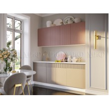 Кух.гарнитур 2.0м. арт.24.187.28 фасад МДФ шарли мокко/шарли пинк/каркас ЛДСП белый (600м+800 2ящ.2дв.+600) столешница 2.0м