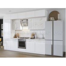 Кух.гарнитур 3.0м. арт.24.187.32 фасад МДФ белый глянец/мрамор золото/каркас ЛДСП белый (600м+600+600+600) столешница 2.4м