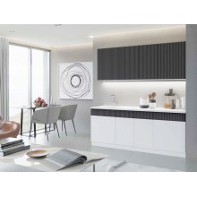 Кух.гарнитур 2.0м. арт.24.187.29 фасад МДФ белый снег софт/графит софт/каркас ЛДСП ЛДСП белый (600м+800 2ящ.2дв.+600) столешница 2.0м