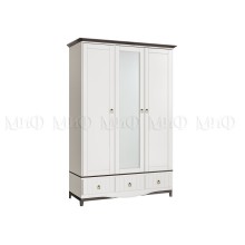 Шкаф 3-х. дв. арт.24.165.4 фасад МДФ белый/венге матовый/каркас ЛДСП белый 1380/1452х528/564хH2100/2135мм Вояж