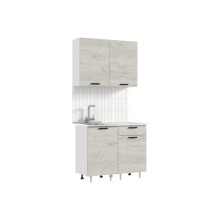 Кух.гарнитур 1.0м. арт.24.166.5 фасад ЛДСП дуб крафт белый/каркас ЛДСП белый (низ 500м+500 1 ящ/верх 500+500)