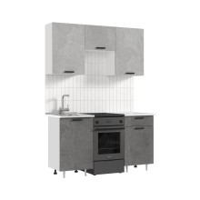 Кух.гарнитур 1.5м. арт.24.167.1 фасад ЛДСП бетон светлый/бетон темный/каркас ЛДСП белый  (низ 500мойка+500 1 ящ/верх 500+500+500 газовка)