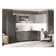 Кух.гарнитур 2.4х1.0м. арт.24.167.8 фасад ЛДСП бетон светлый/бетон темный/каркас ЛДСП белый 