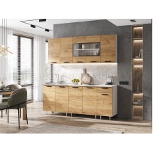 Кух.гарнитур 2.0м. арт.24.169.4 ЛДСП дуб крафт (низ 800мойка+800стол+400 1ящ./верх 800+800стекло+400)