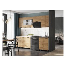 Кух.гарнитур 2.4м. арт.24.169.5 ЛДСП дуб крафт (низ 600мойка+800стол+400 1ящ./верх 600+800стекло+400+600 газовка)