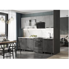 Кух.гарнитур 2.4м. арт.24.167.9 ЛДСП бетон светлый/бетон темный (низ 600мойка+800стол+400 1ящ./верх 600+800стекло+400+600 газовка)