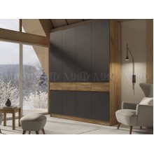 Шкаф 4-х. дв. арт.24.17.1.7 фасад ЛДСП графит-дуб крафт/каркас ЛДСП дуб крафт 1998х520хh2400мм Роджинамиф