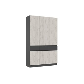 Шкаф 3-х. дв. арт.24.17.1.4 фасад ЛДСП дуб крафт белый/графит/каркас ЛДСП графит 1500х520хh2400мм Роджинамиф